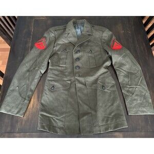 vintage USA Green Service America Military Jacket  button coat